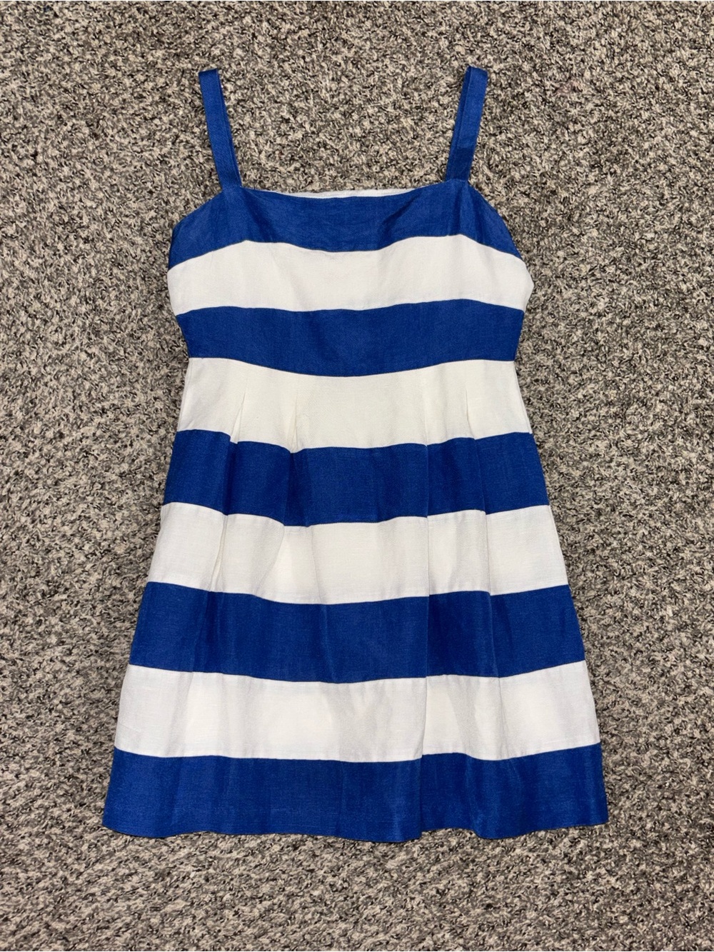 LOFT Petites Blue White Striped Linen Blend Sundress Size 0P